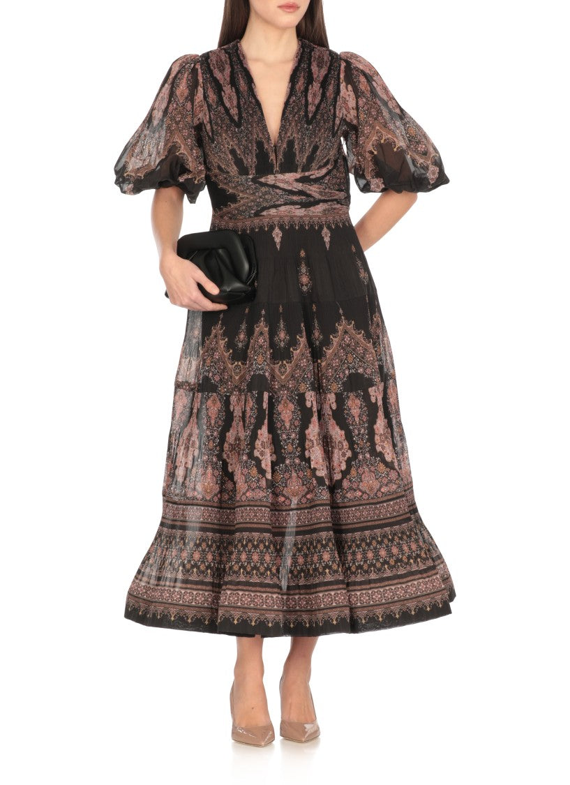 Zimmermann Black Pleated Midi Dress