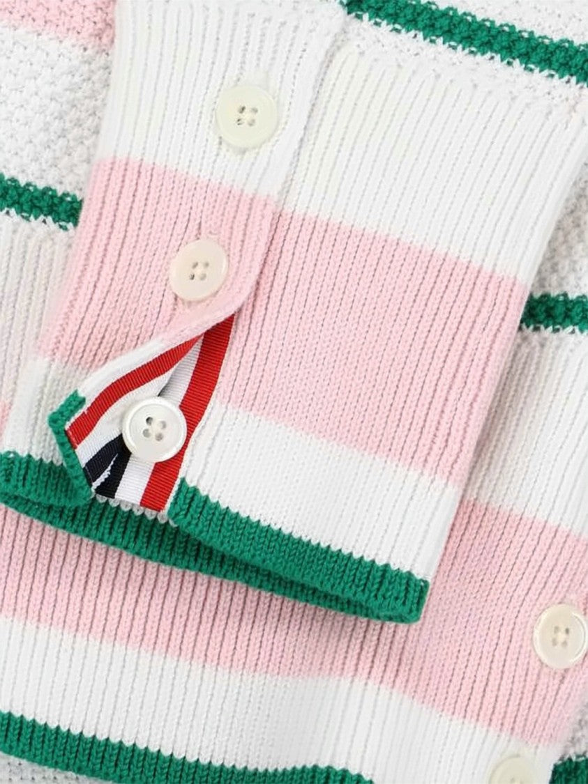 Thom Browne Thom Browne Deep V-Neck Cardigan With Horizontal Stripe Detail