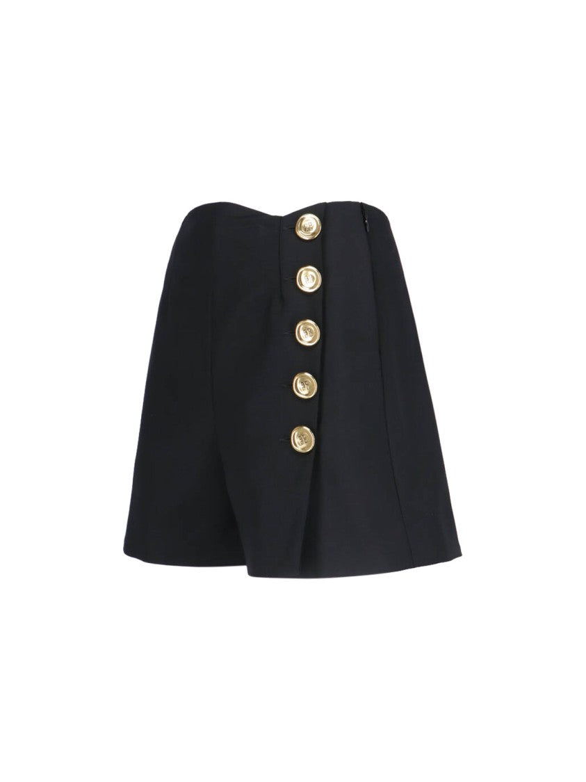Givenchy Asymmetrical High-Waisted Black Wool And Mohair Shorts