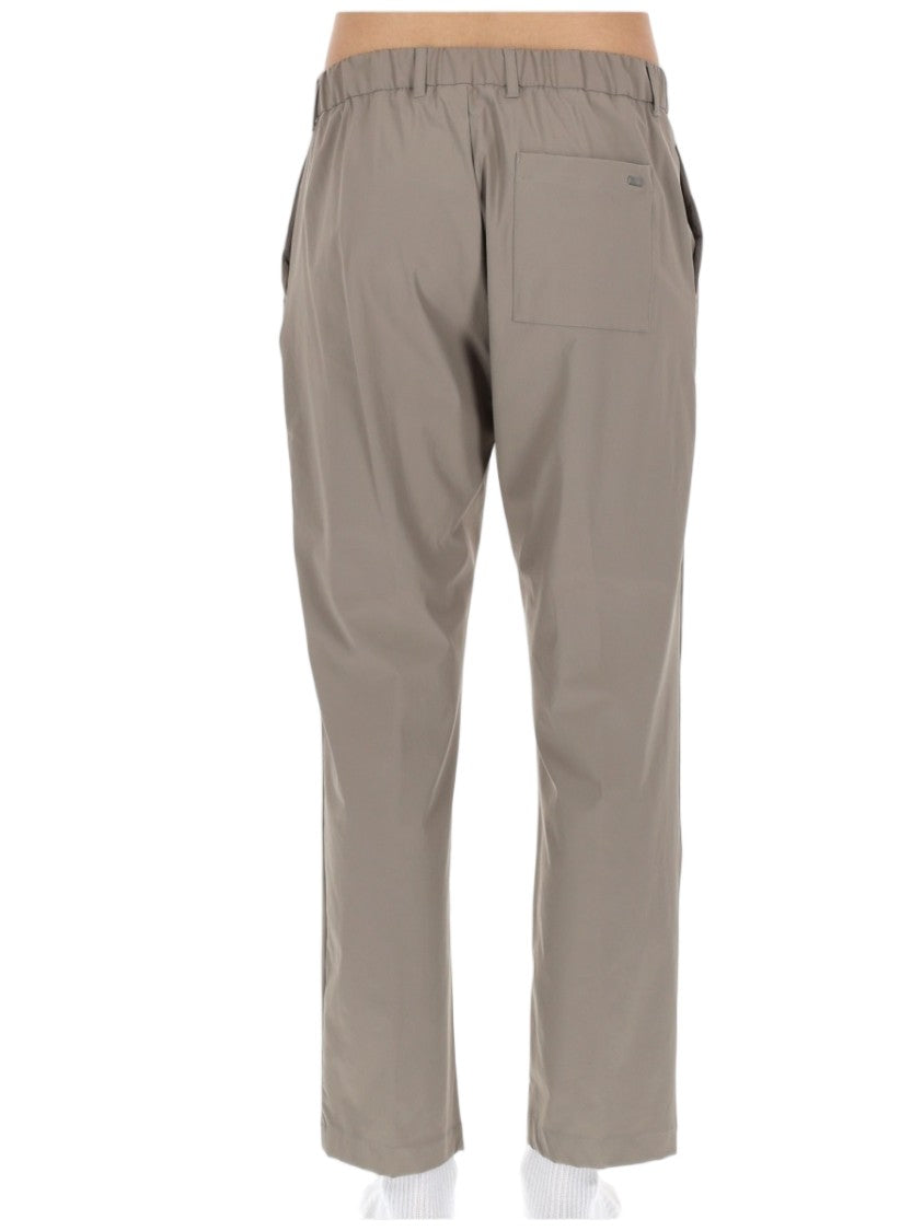 Herno Relaxed Fit Dove Trousers With Elastic Waist And Drawstring