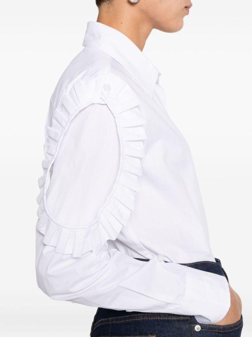 Coperni Ruffled Trim White Cotton Shirt