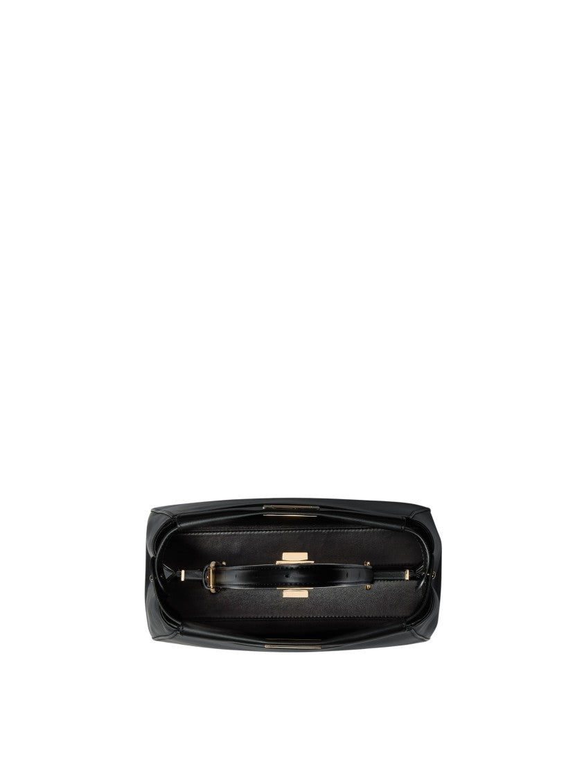 Fendi Black Fluid Front Opening Myxine Leather Shoulder Bag