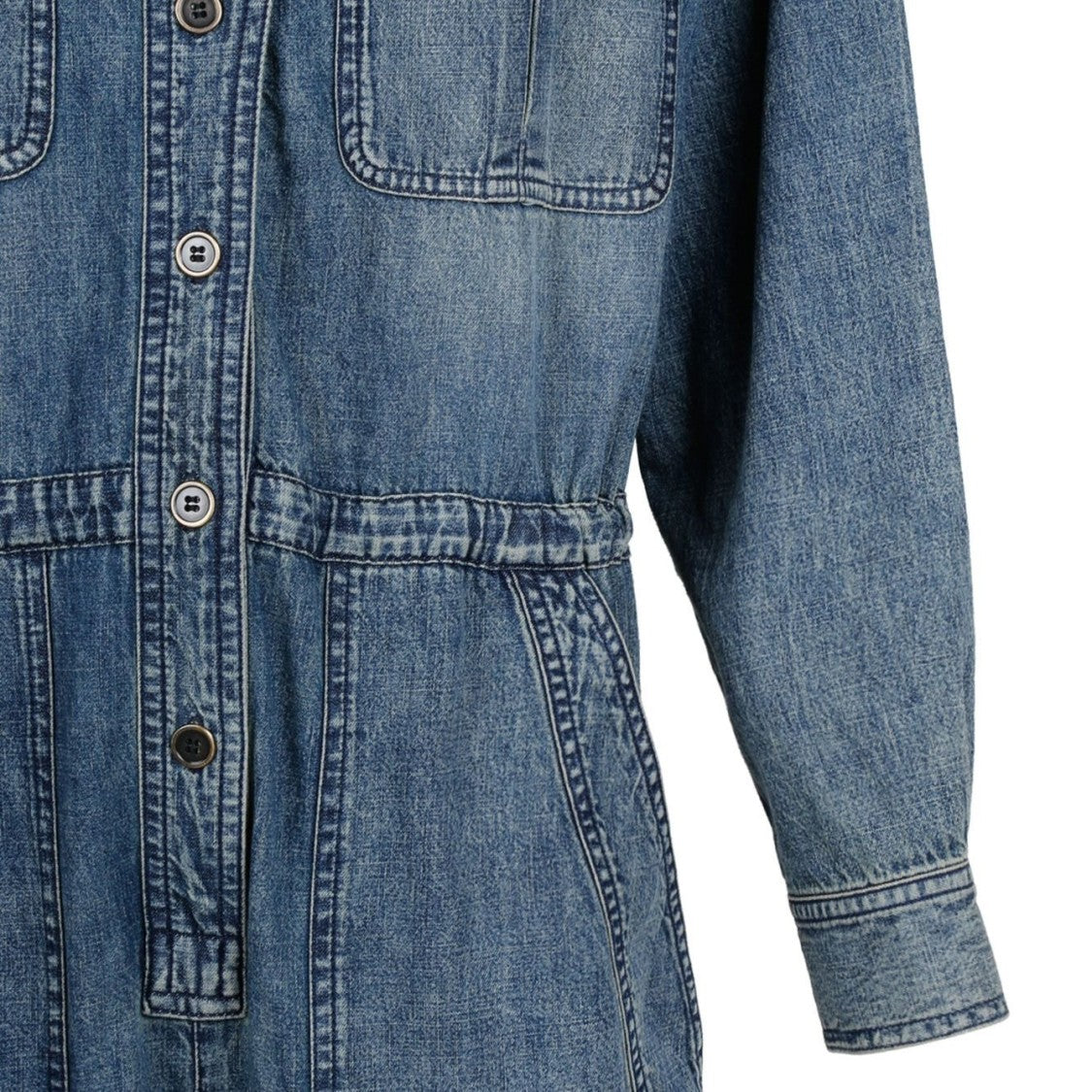 Isabel Marant Denim Jumpsuit With Button-Up Front And Utility Pockets