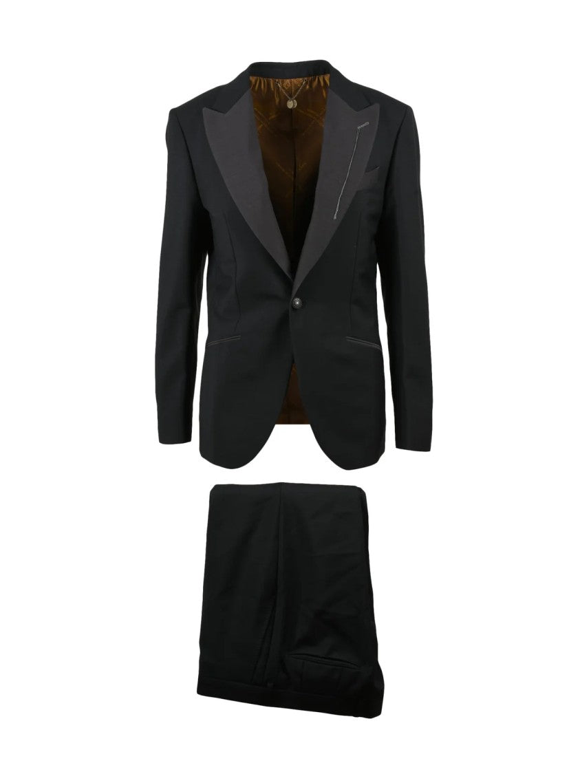 Maurizio Miri Black Rounded Jacket Wool-Mohair Suit