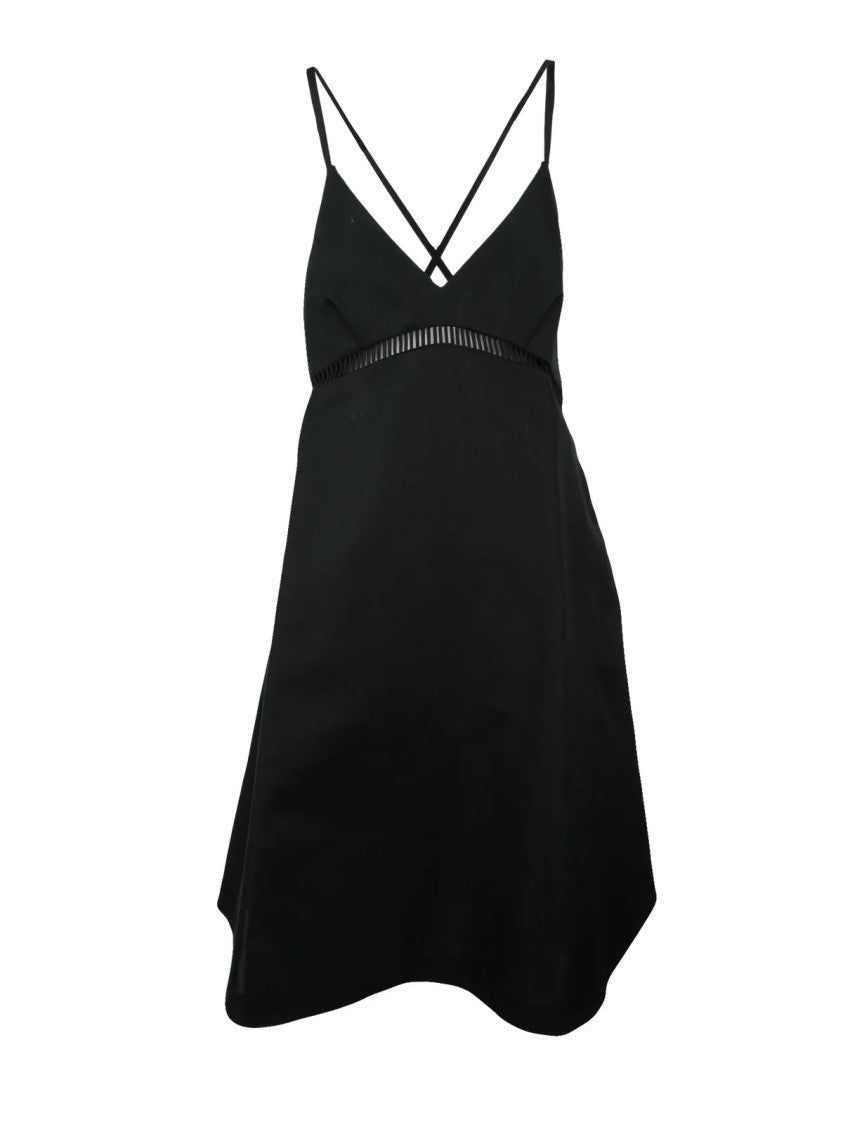 Sacai Black Crossover Cutout Silk-Blend Mini Dress