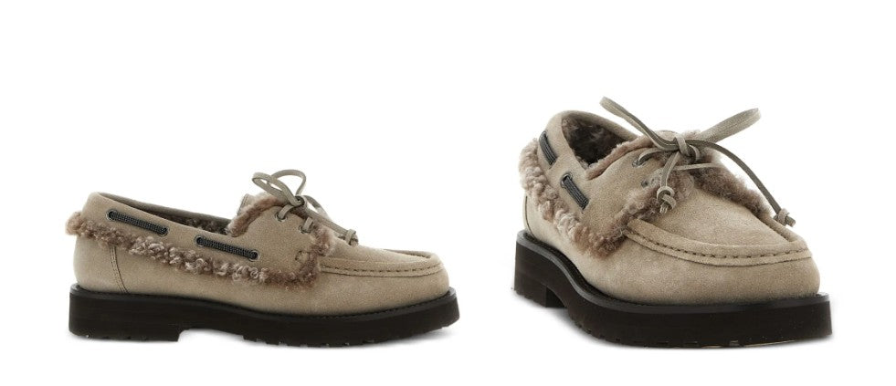 Brunello Cucinelli Moccasin-Style Flats With Suede Exterior