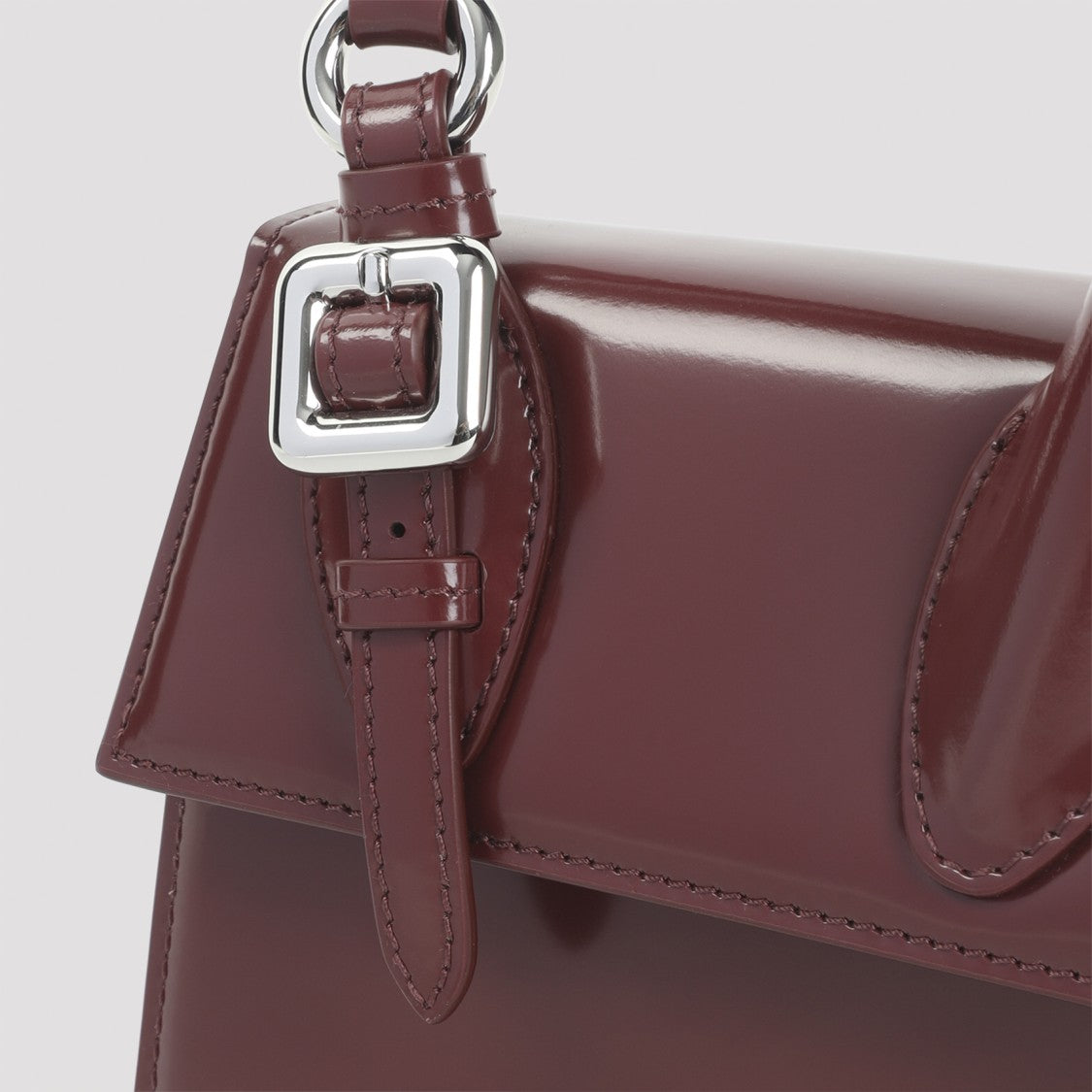 Jacquemus Burgundy Leather Le Chiquito Moyen Boucle Handbag