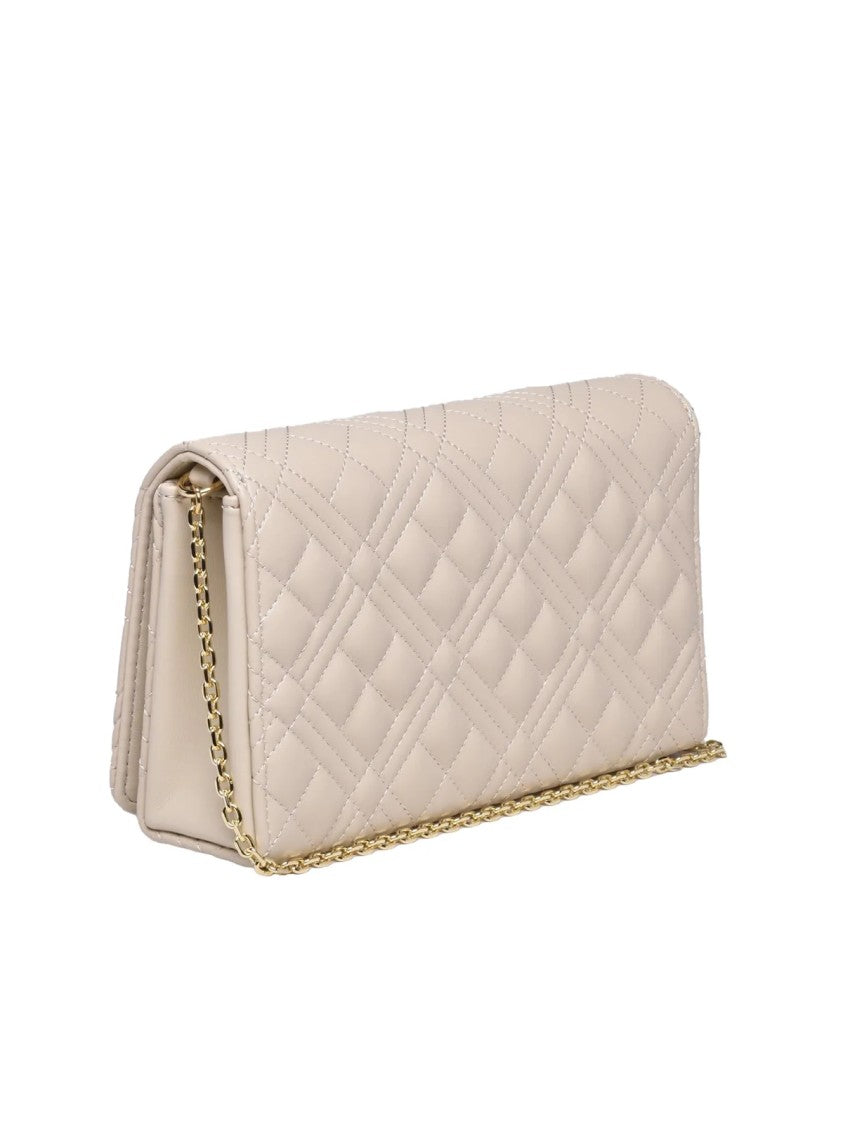 Love Moschino Rectangular Quilted Crossbody Bag With Gold Chain Strap