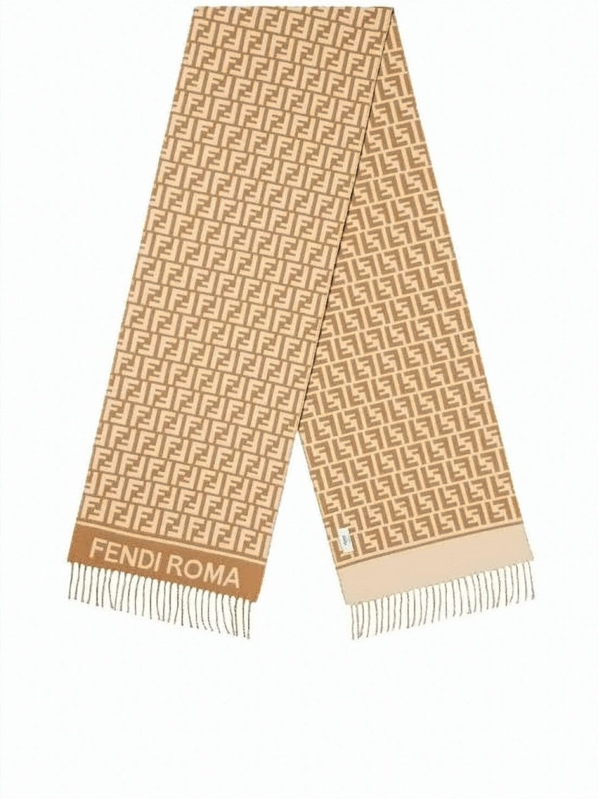 Fendi Geometric Pattern Wool-Cashmere Scarf
