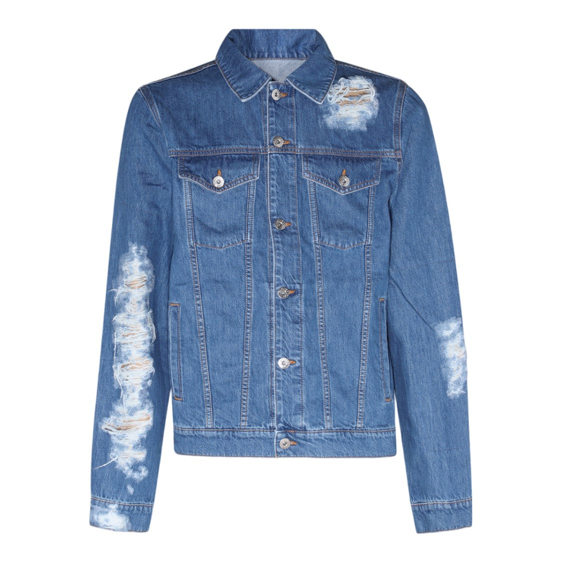 J. W. Anderson Light Blue Distressed Denim Jacket With Classic Details