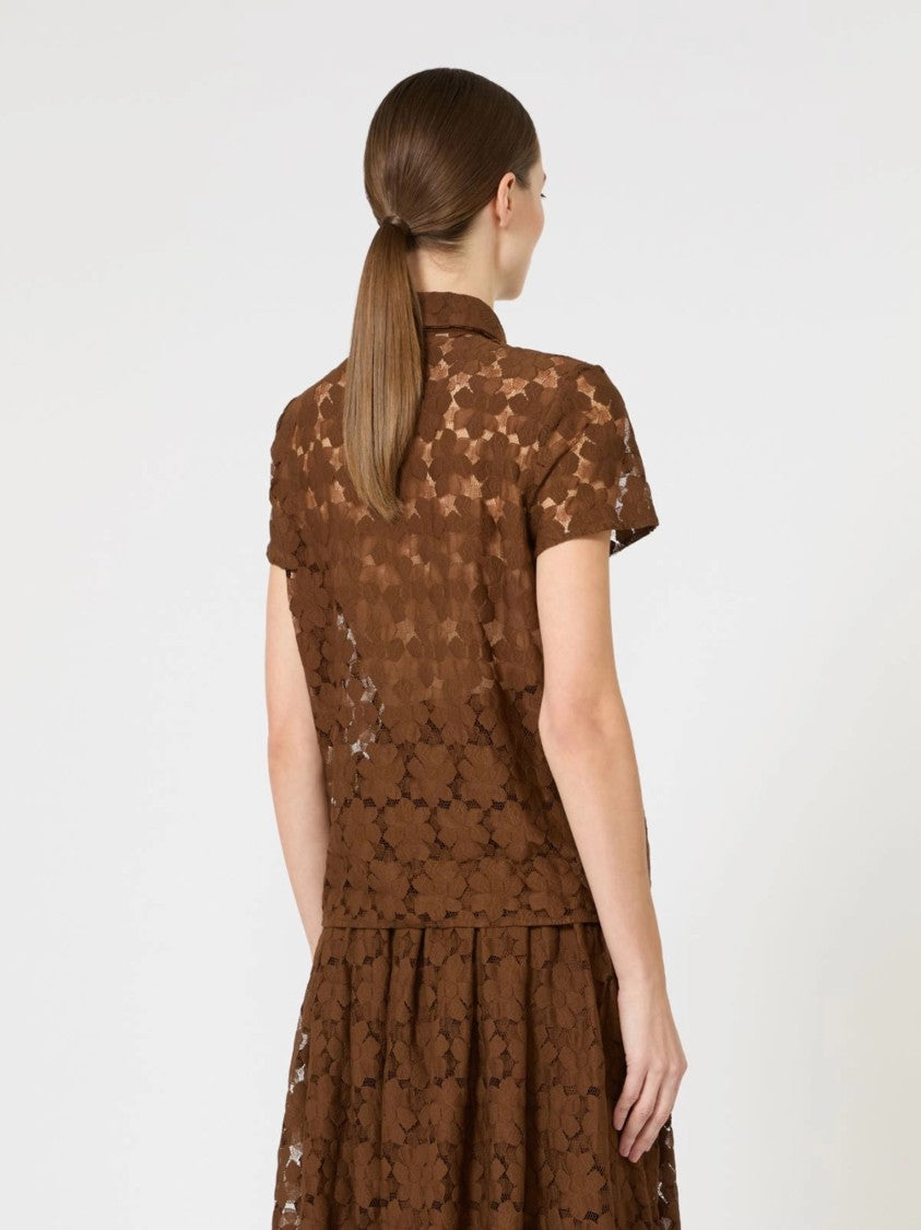 Max Mara Floral Lace Top With Bow Tie