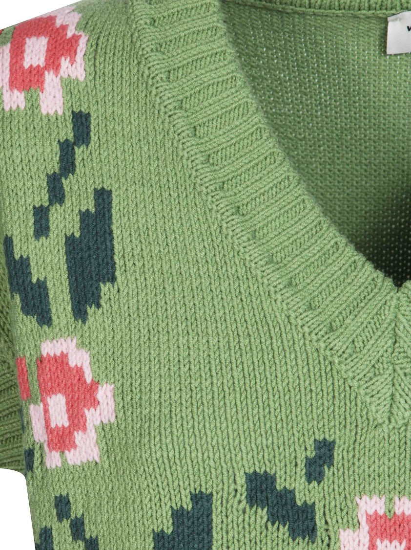 Max Mara Wkdalamaro Floral Knitted V-Neck Gilet