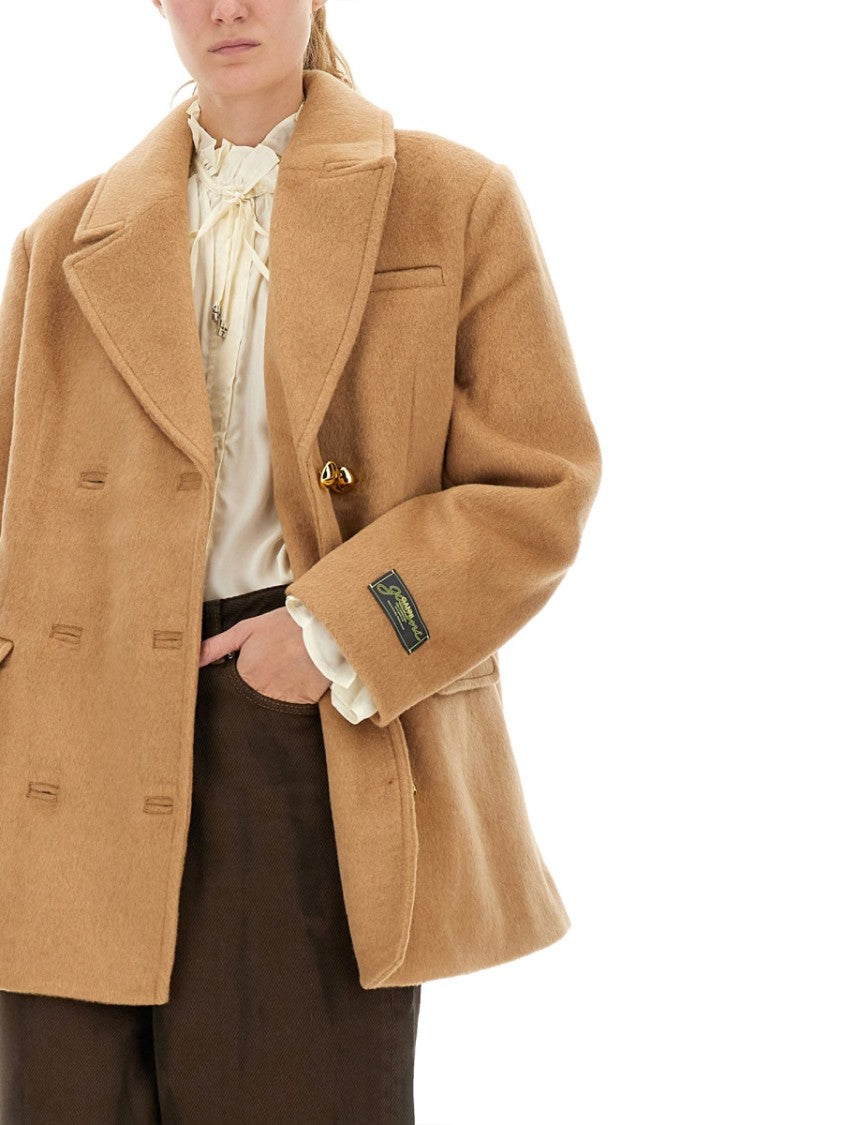 Ganni Double-Breasted Wool Blazer