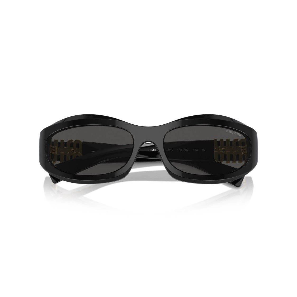Miu Miu 0Mu 14Zs Oval-Shaped Black Acetate Sunglasses