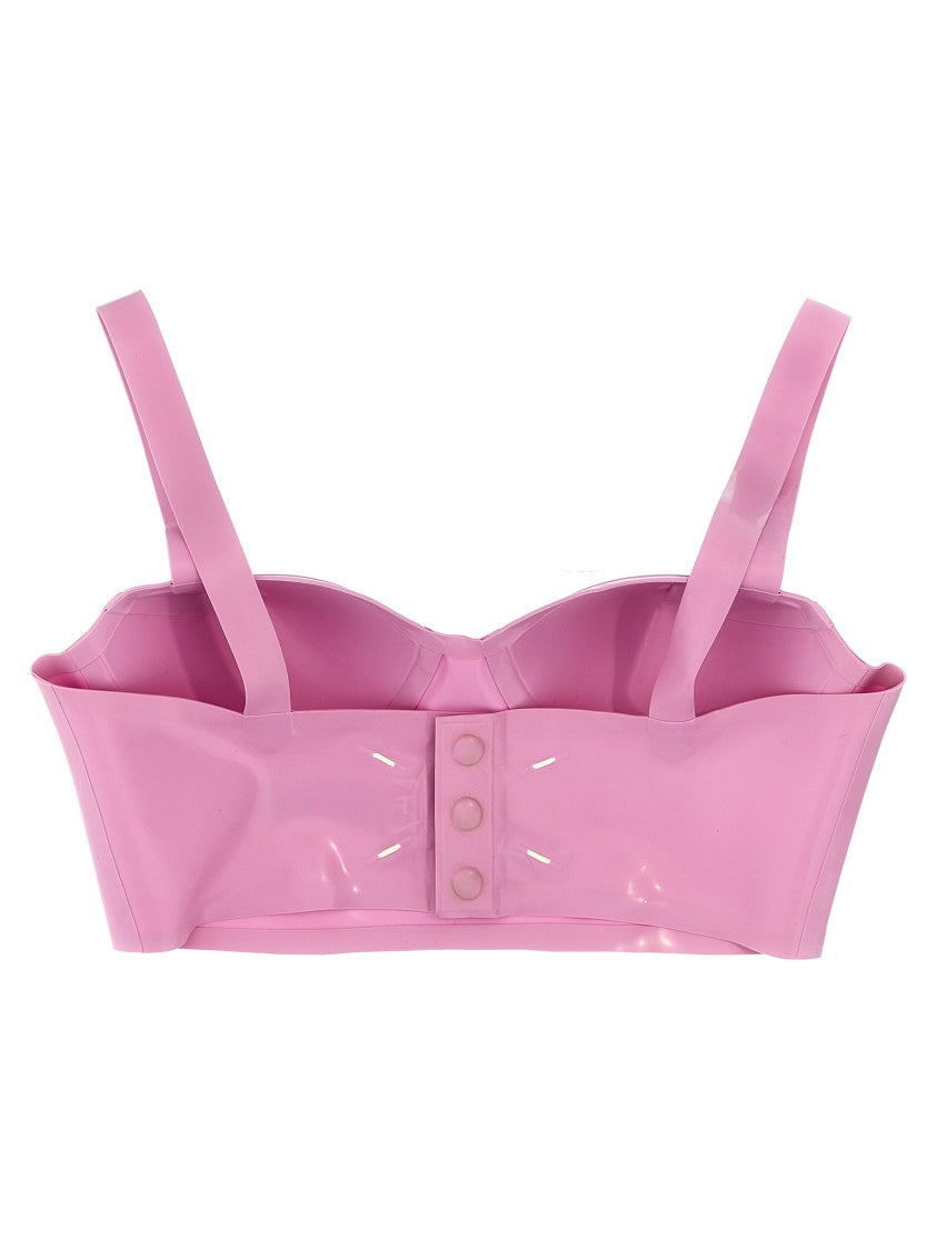 Maison Margiela Pointed Cup Latex Bra With Glossy Finish And Button Closure