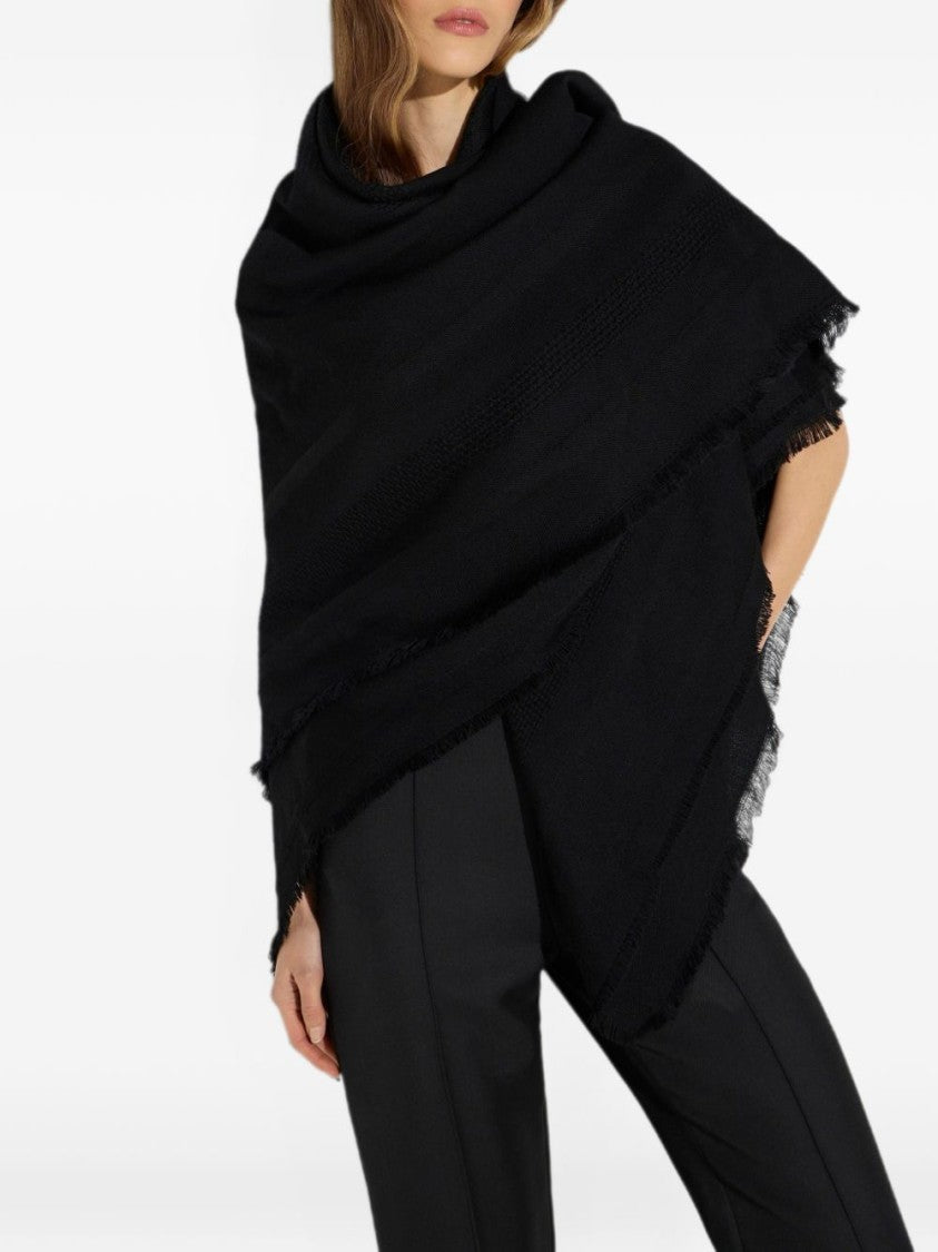 Elisabetta Franchi Grey Large Soft Wool Fringed Scarf