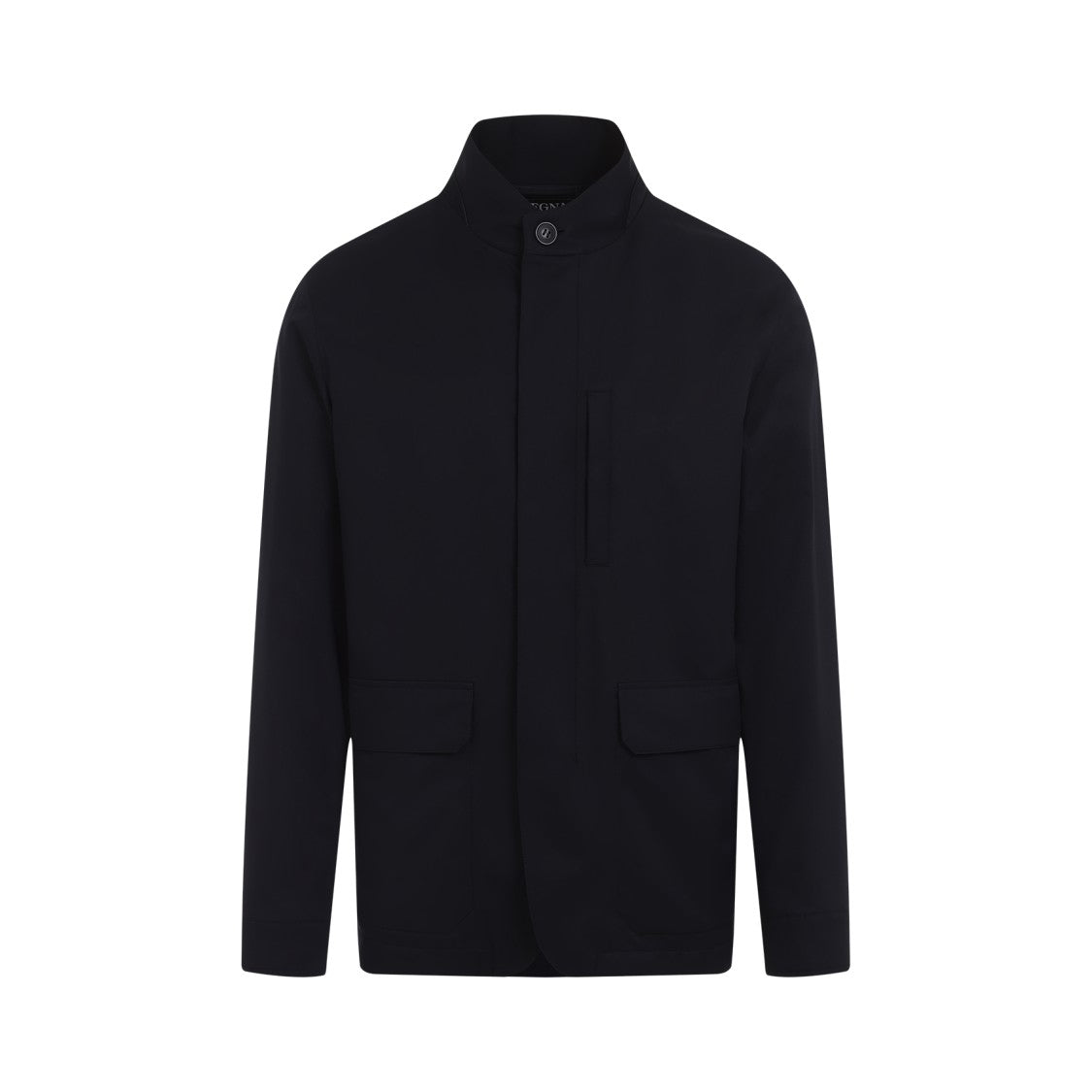 Zegna Black Jacket With High Collar And Button Closure