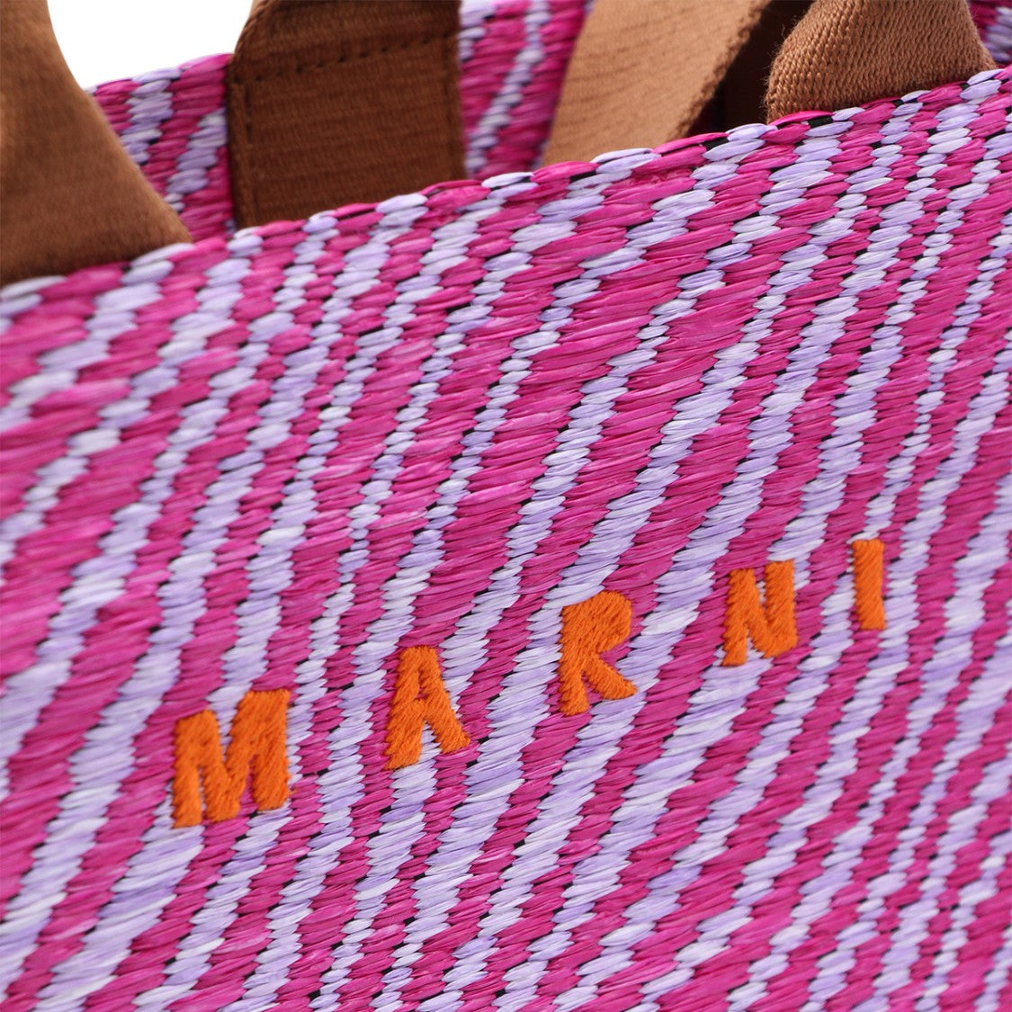 Marni Pink And White Woven Tote Bag