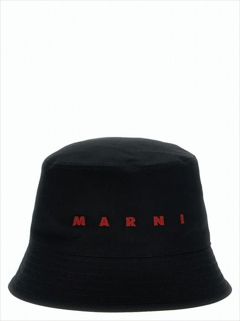 Marni Bucket Hat With Bold Red Embroidery