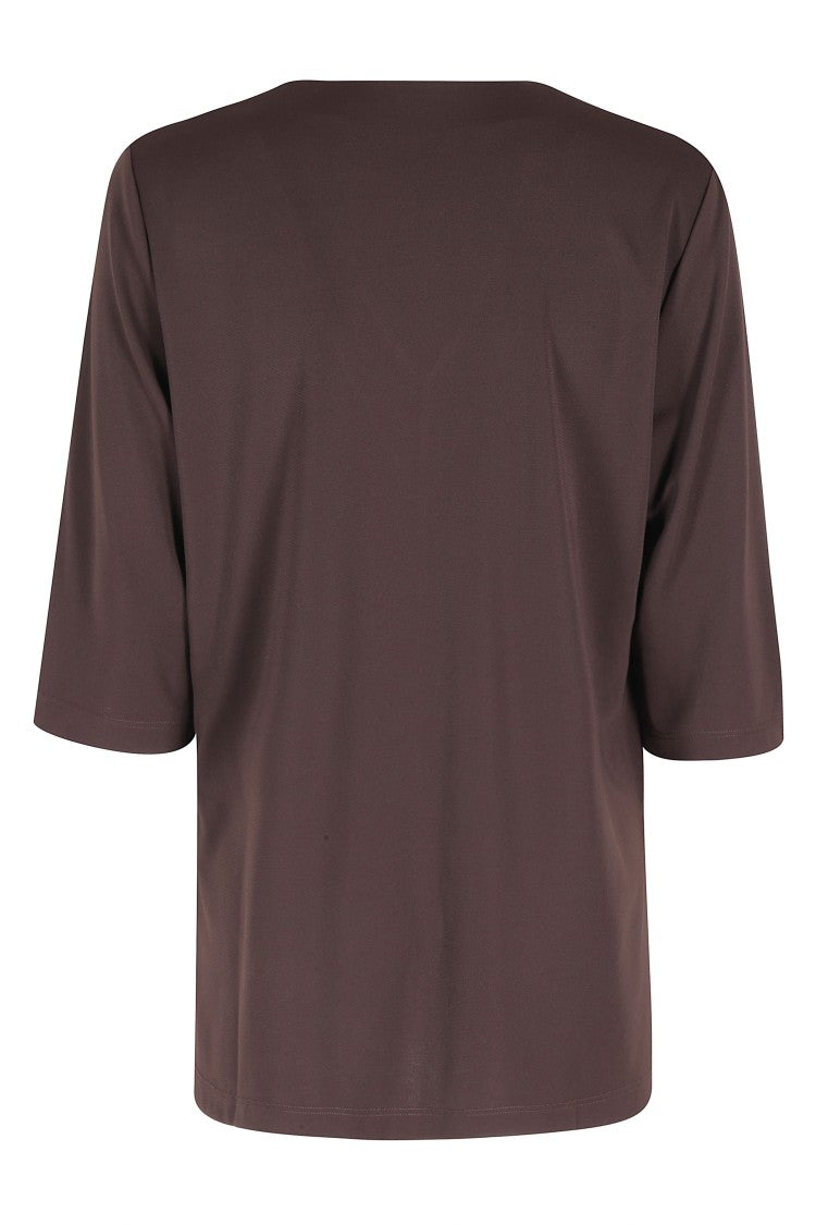 Seventy Brown V-Neck Side-Slits Polyester Sweater