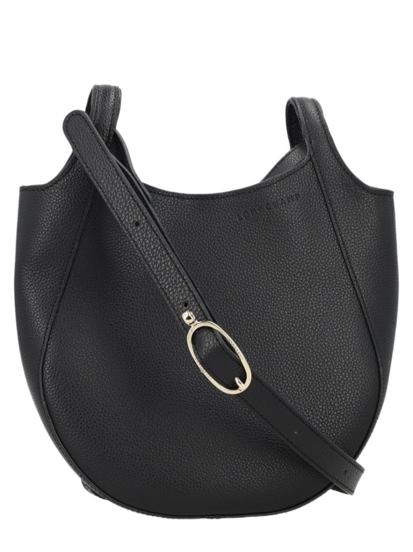 Longchamp Crescent-Shaped Leather Crossbody Bag With Gold-Tone Buckle