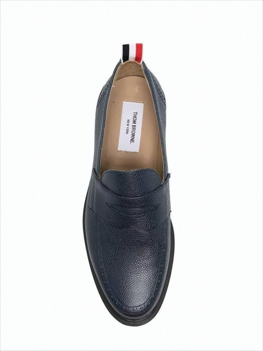 Thom Browne Textured Calf Leather Loafers With Tricolor Accent
