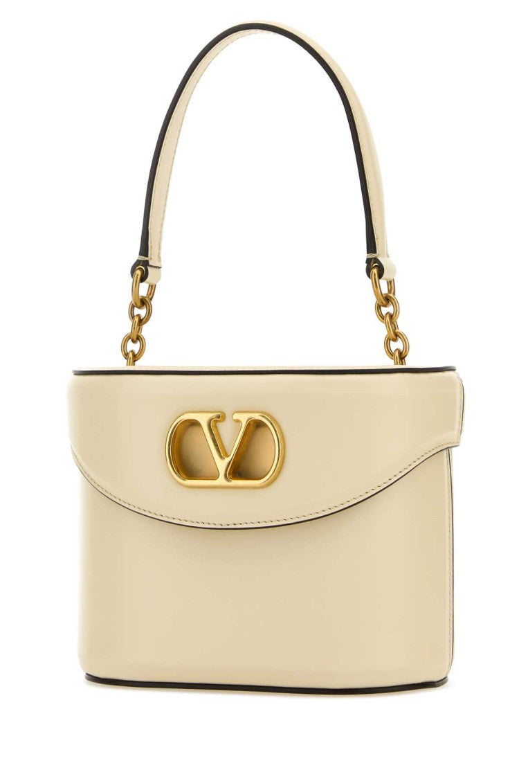 Valentino Garavani Ivory Leather Vlogo Signature Bucket Bag