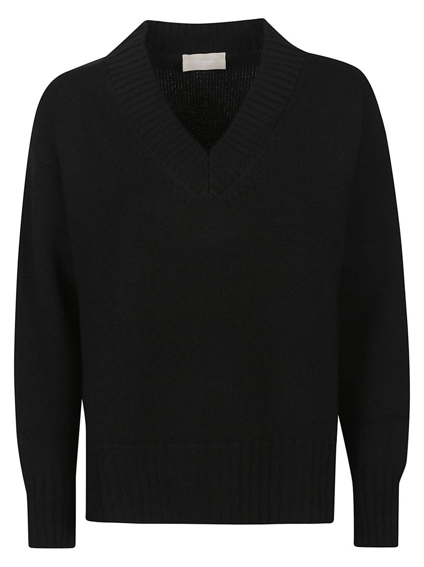 Drumohr Black Over V-Neck Merino Sweater