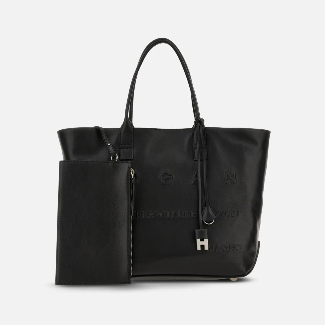 Hogan Refined Leather Tote Bag With Embossed Branding
