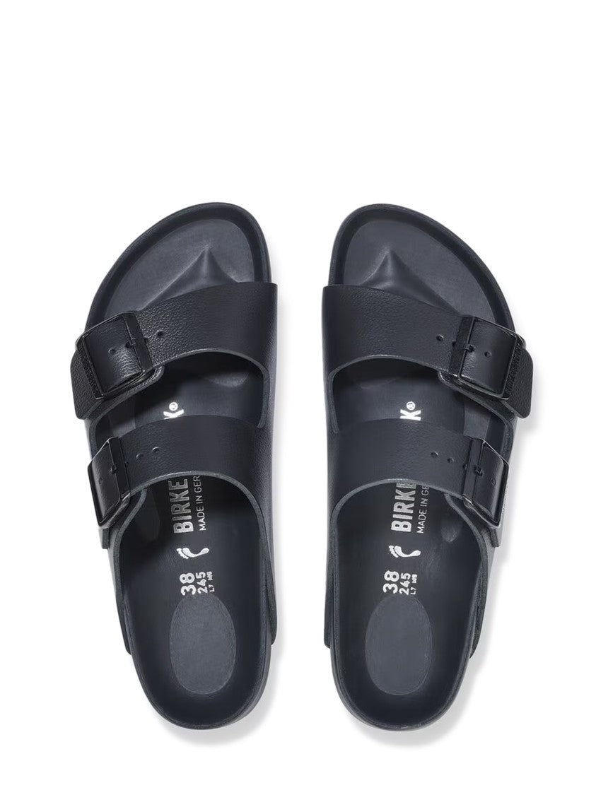 Birkenstock Two-Strap Black Sandals In Natural Leather