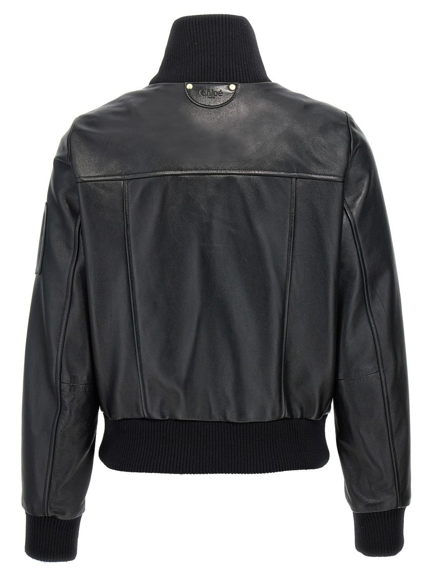 Chloé Leather Bomber Jacket