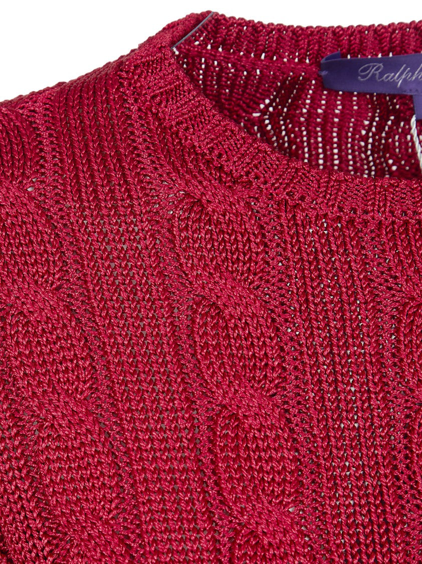 Polo Ralph Lauren Cable-Knit Tussah Silk Sweater With Ribbed Detailing