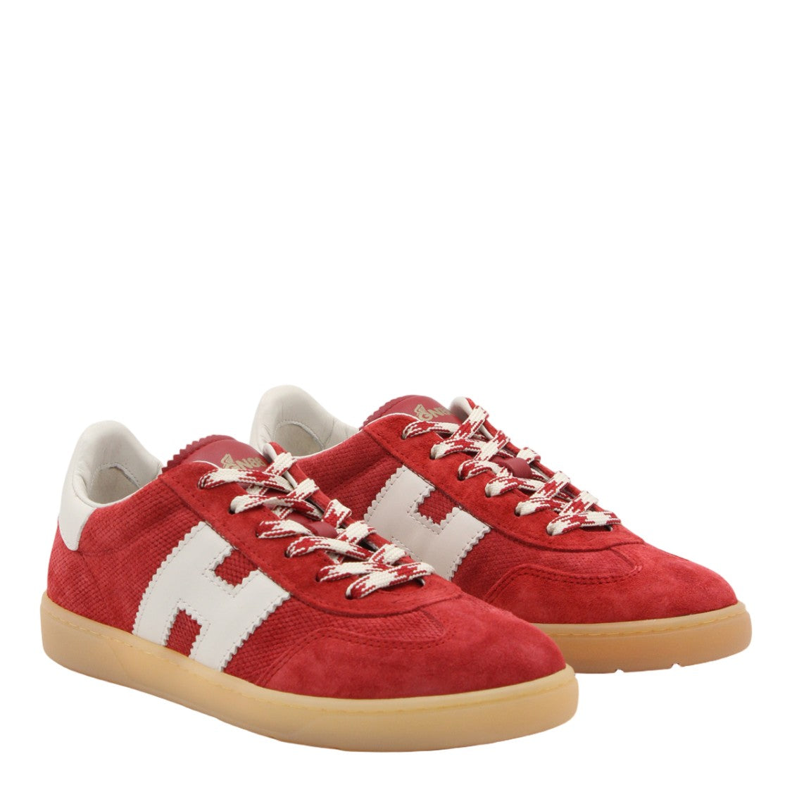 Hogan Red Suede Sneakers With Textured Upper