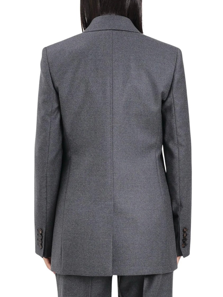 Max Mara Grey Virgin Wool-Blend Structured Blazer