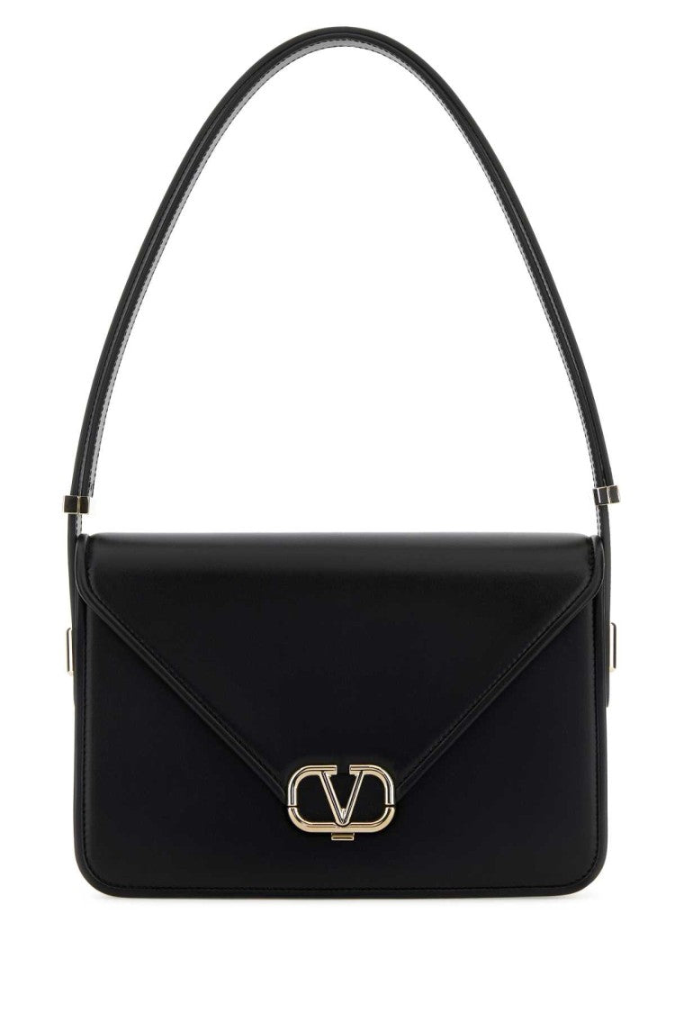 Valentino Garavani Black Leather Vlogo Shoulder Bag
