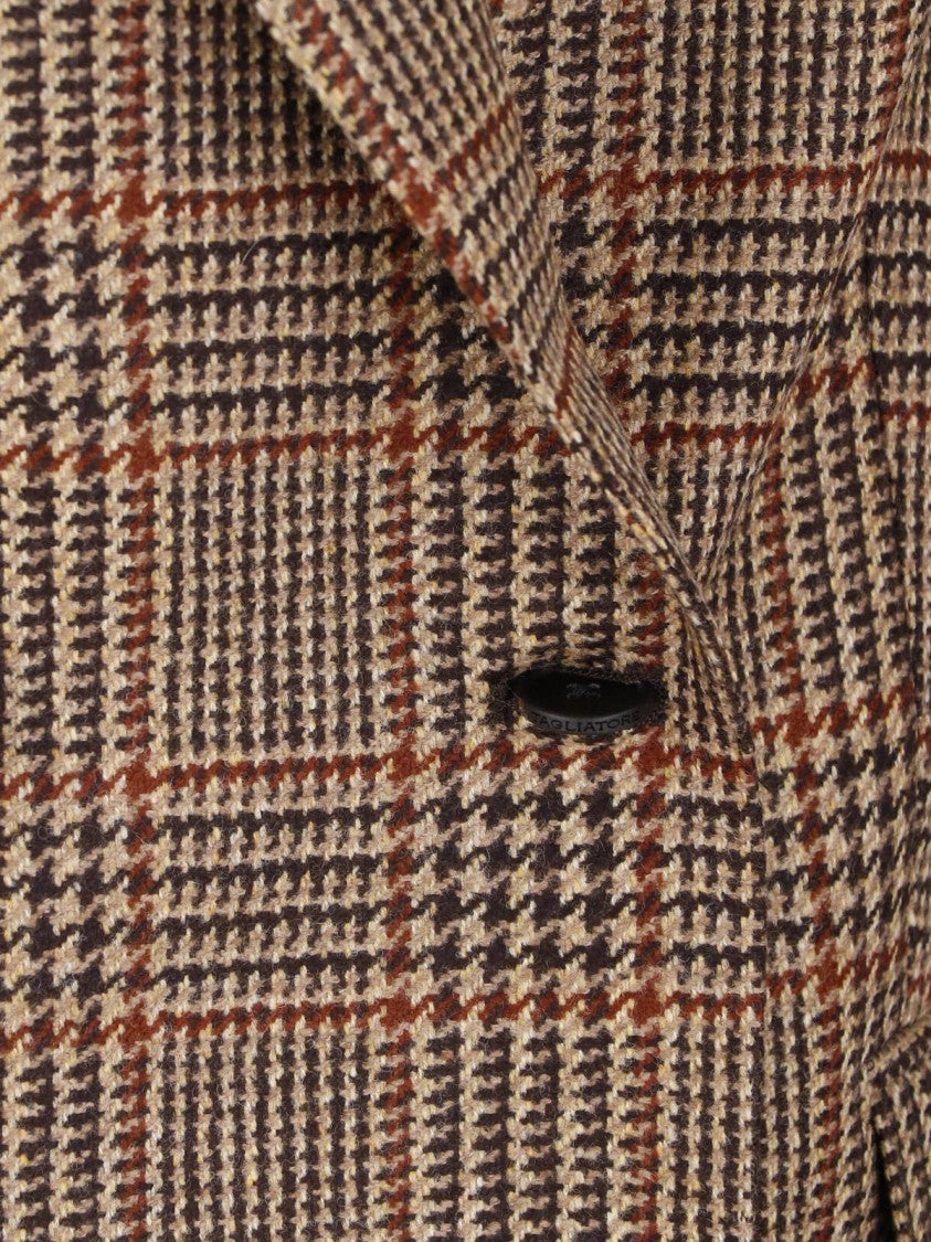 Tagliatore Pied De Poule Patterned Double-Breasted Blazer In Virgin Wool