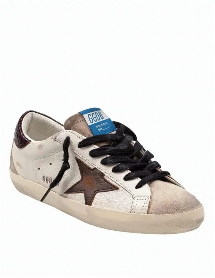 Golden Goose Distressed Low-Top Sneakers With Beige Suede Accents