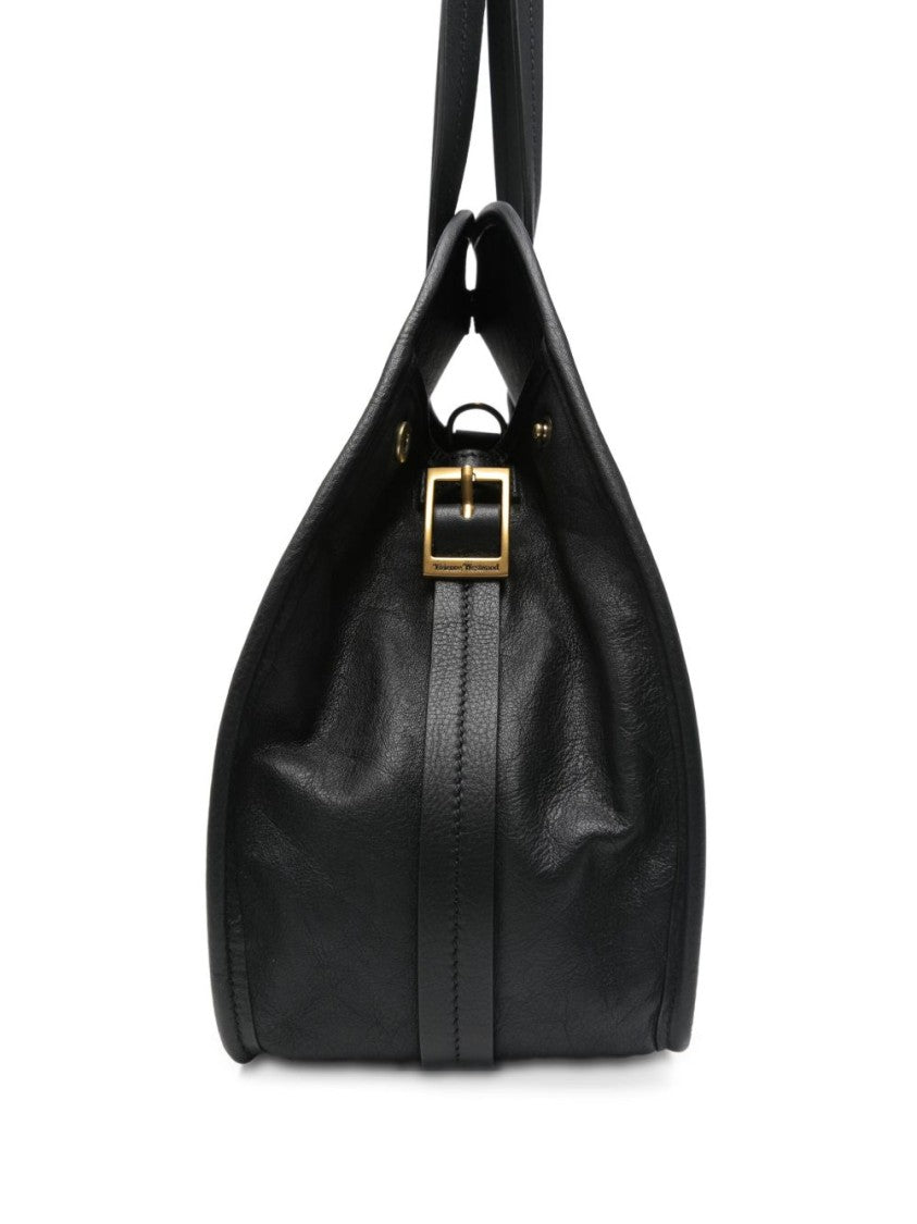 Vivienne Westwood Curved Black Leather Handbag