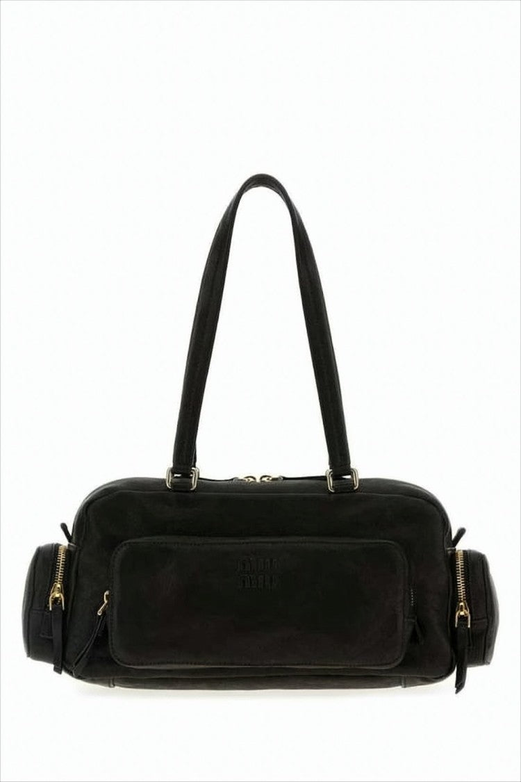 Miu Miu Soft Lambskin Shoulder Bag With Gold-Tone Accents