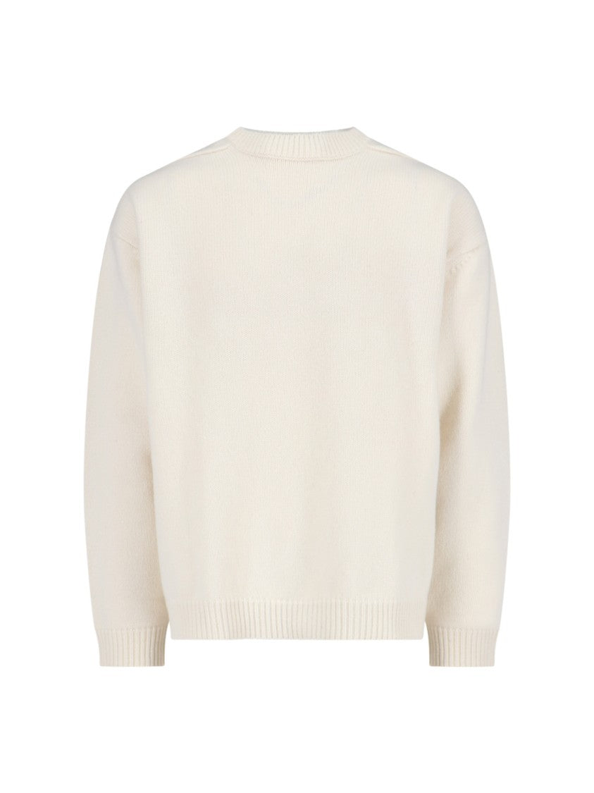 Studio Nicholson "Hemyl" Basic Sweater In Cream Wool