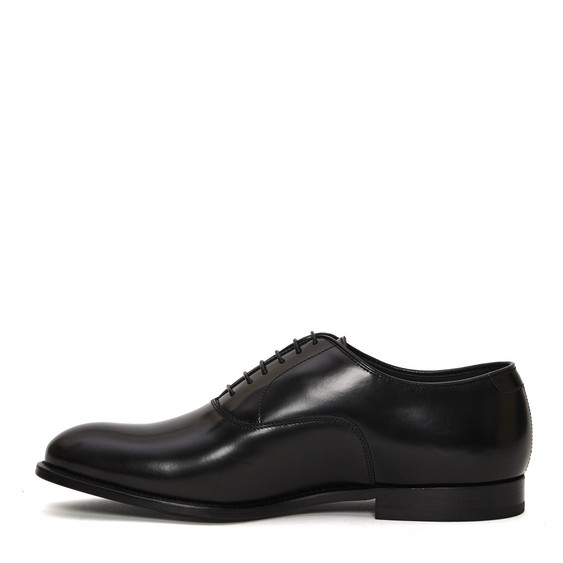Doucal's Smooth Black Leather Lace-Up Oxford Shoes