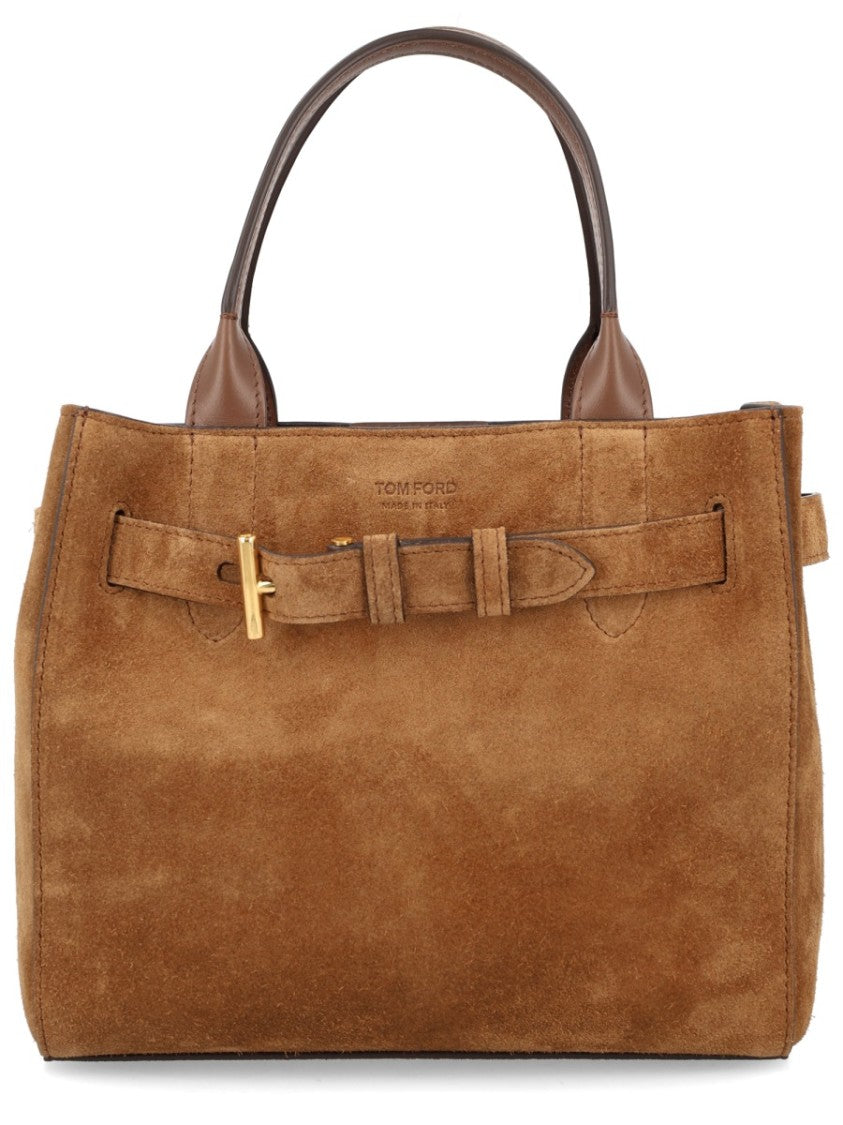Tom Ford Audrey Suede Leather Structured Handbag