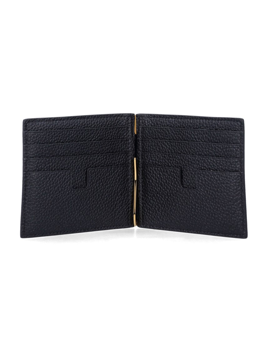Tom Ford Bifold Wallet With Textured Surface And Gold-Tone Money Clip
