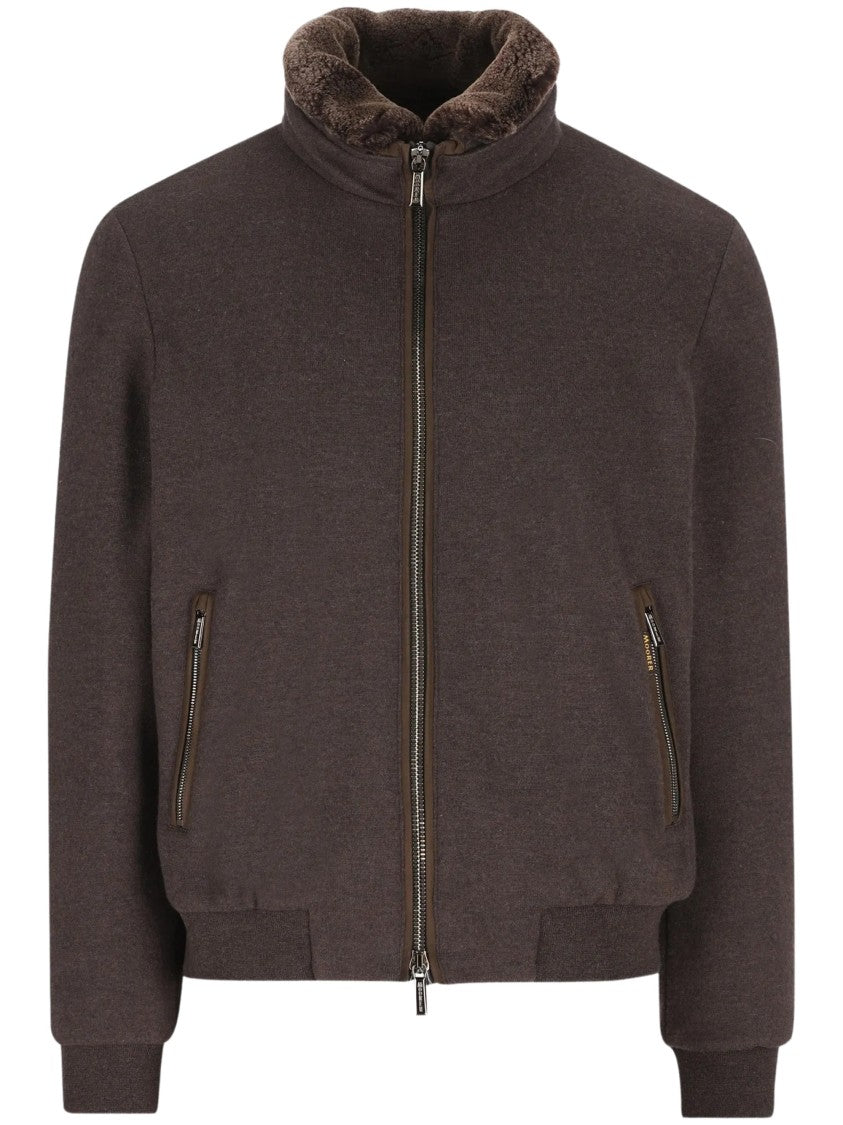 Moorer Plush Lined Zip-Up Jacket With Ribbed Cuffs
