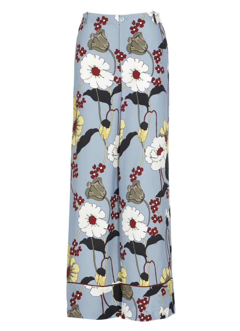Marni Light Blue Melodia Flower Palazzo Pants