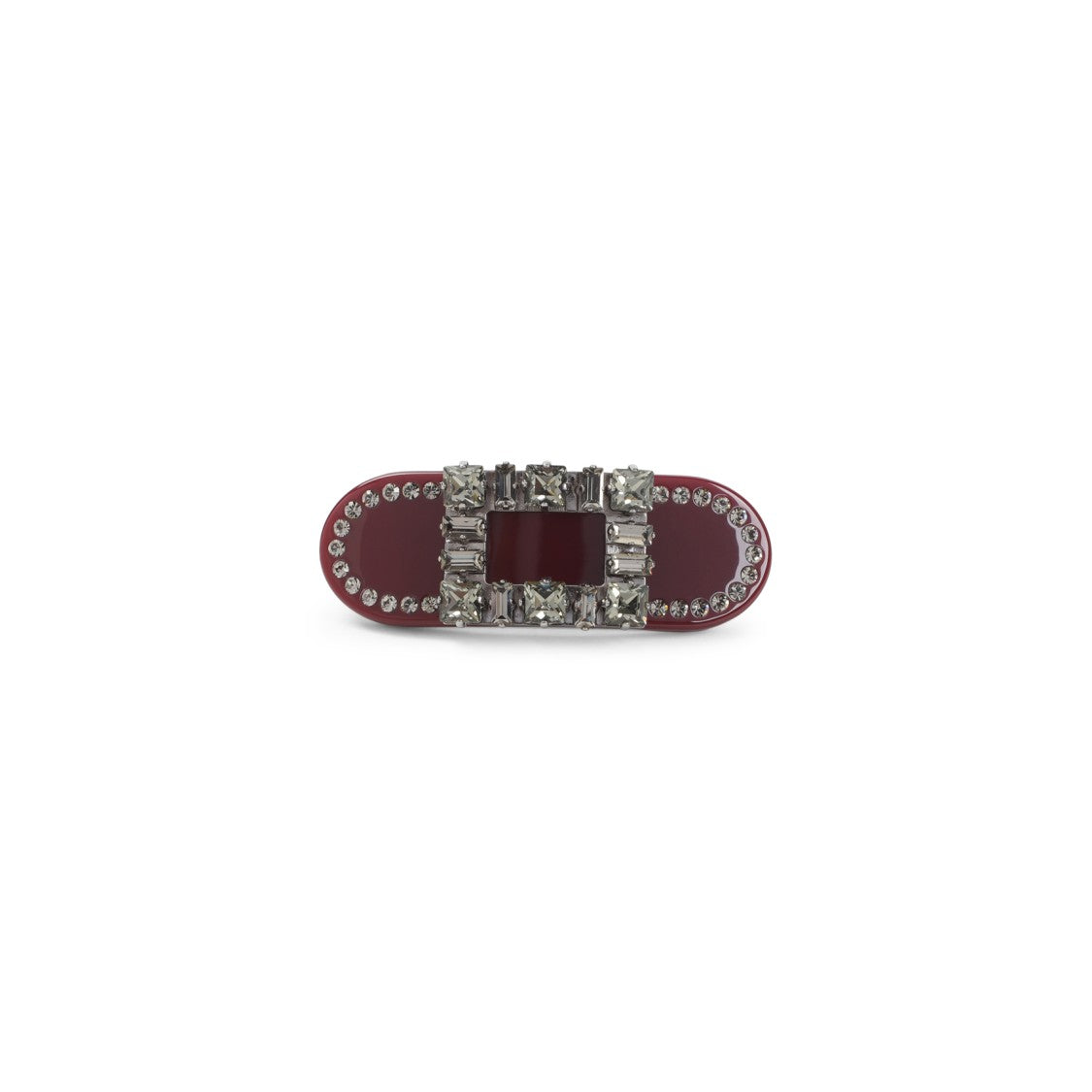 Roger Vivier Dark Bordeaux Acetate Tres Strass Hair Clip