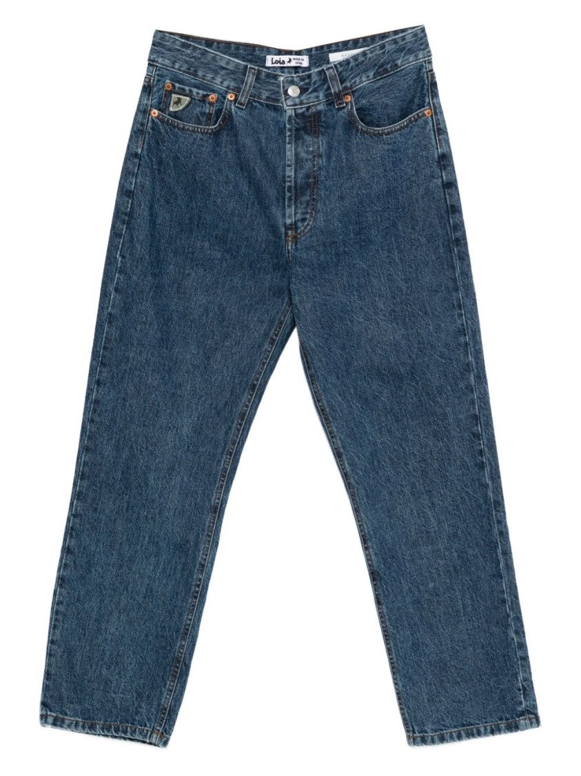 Iois Classic Straight-Leg Blue Jeans With Mid-Rise Waist