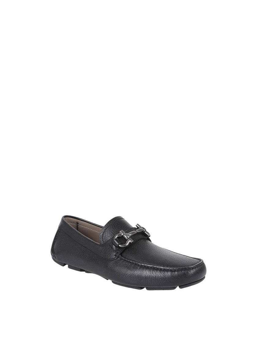 Ferragamo Textured Leather Ferragamo Loafers With Metallic Bit