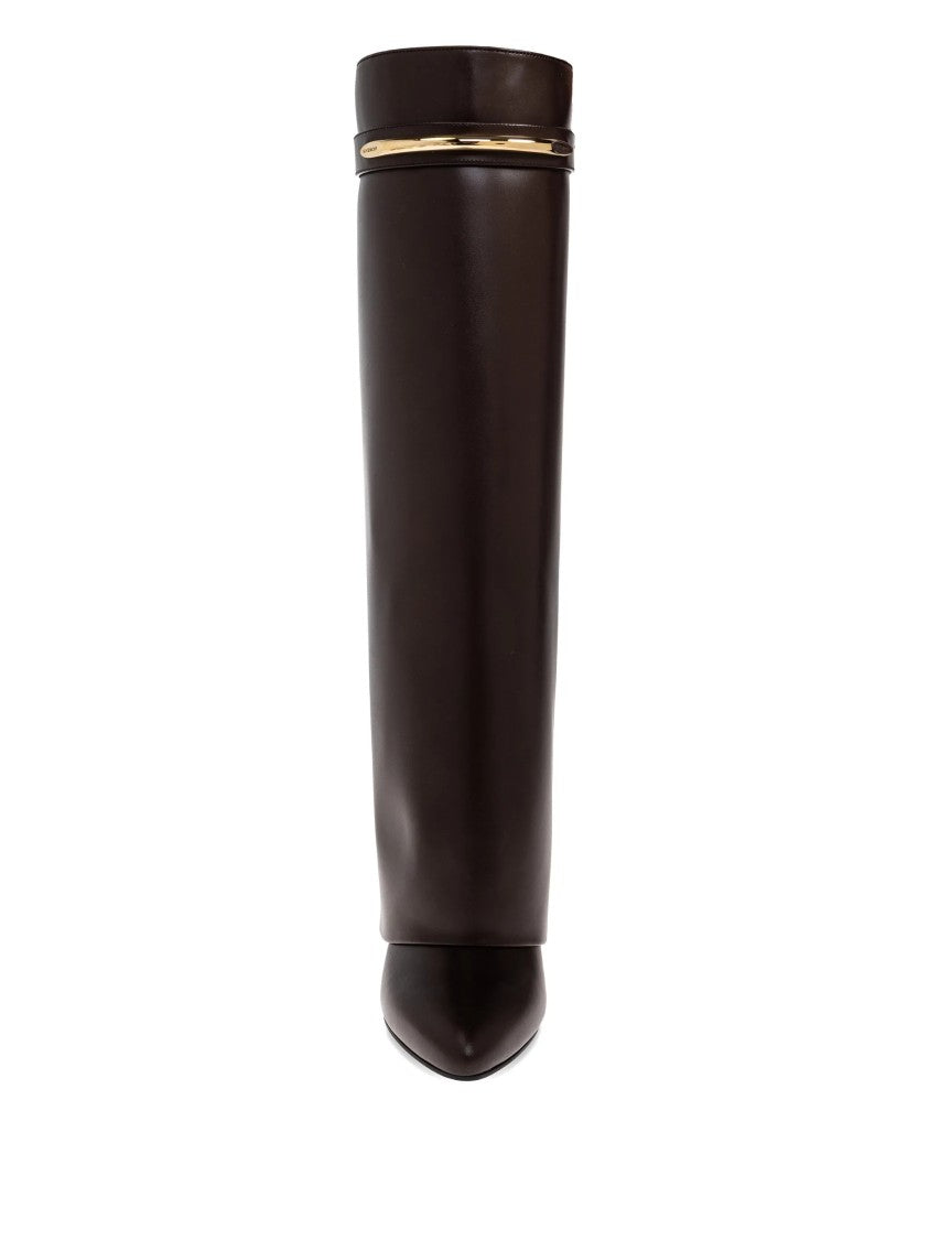 Givenchy Rich Brown Shark Pinch Calf Leather High Boots