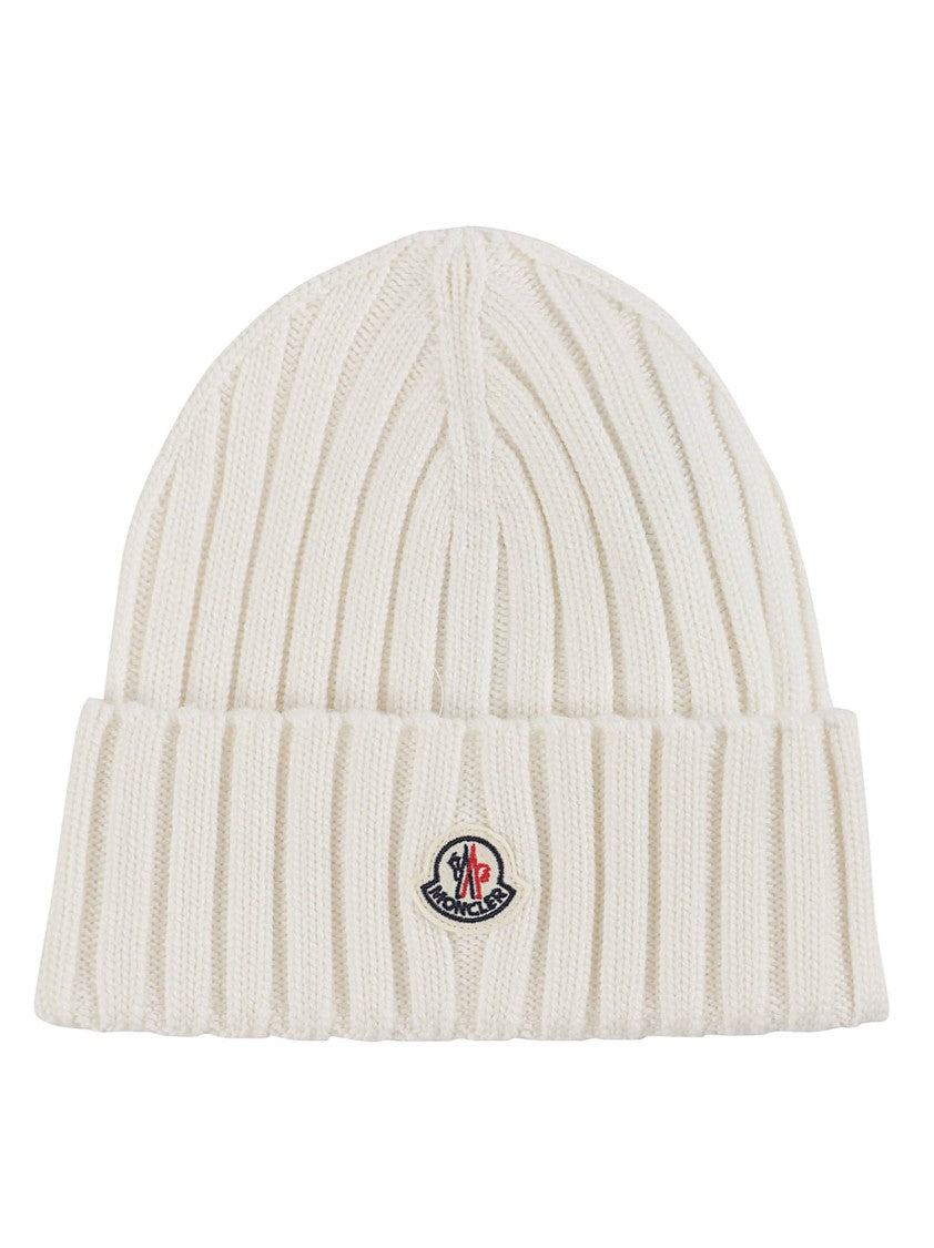 Moncler Tricot Ribbed Knit Embroidered Logo Beanie
